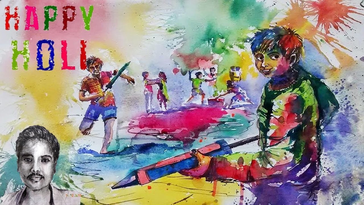 Holi Painting at PaintingValley.com | Explore collection of Holi Painting