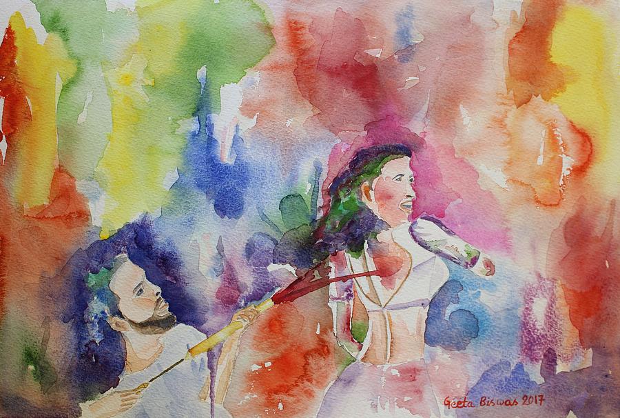 900x606 Holi The Spring Festival Painting By Geeta Biswas - Holi Painting