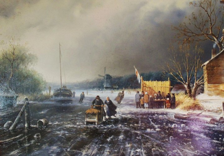720x501 Holland Dutch Landscape Oil Painting Signed Ross Steffan Winter - Holland Painting