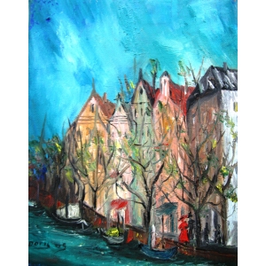 300x300 Holland Landscape Painting. Amsterdam Landscape Painting. Oil - Holland Painting