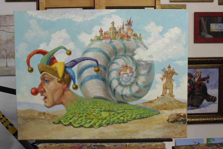 770x513 Saatchi Art Autumn Landscape Snail Fantasy Mill Holland Painting - Holland Painting