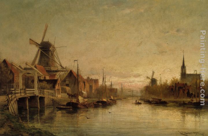 720x471 Cornelis Christiaan Dommelshuizen Evening - Holland Painting