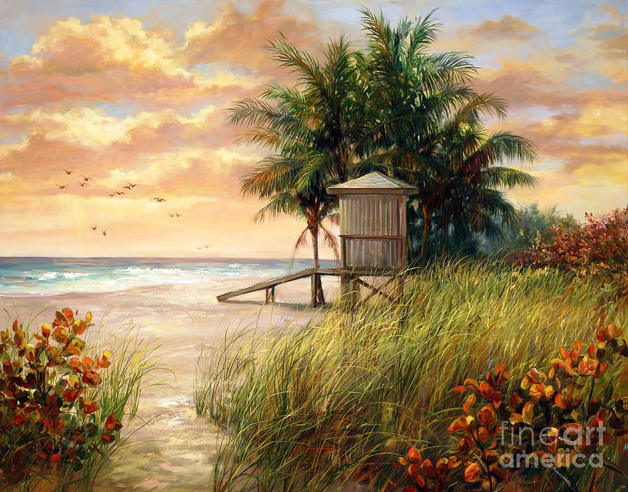 900x705 Hollywood Life Guard Hut Painting By Laurie Hein - Hollywood Painting