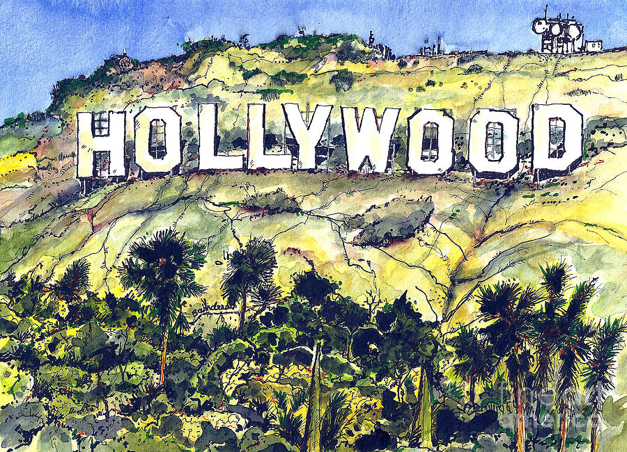 900x650 The Hollywood Sign Painting By Terry Banderas - Hollywood Sign Painting