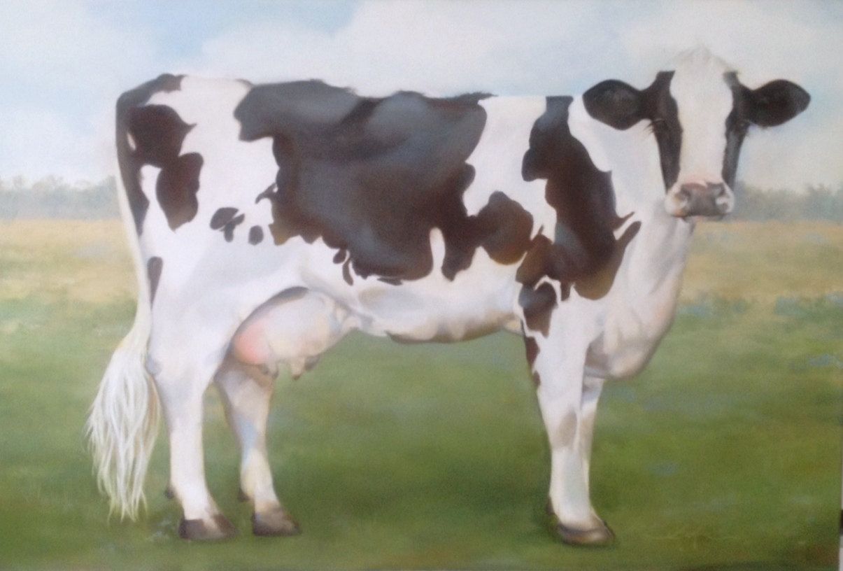 1205x816 Holstein Cow Gwendolyn Giclee Print By Pinkgloves2 On Etsy Art - Holstein Cow Painting