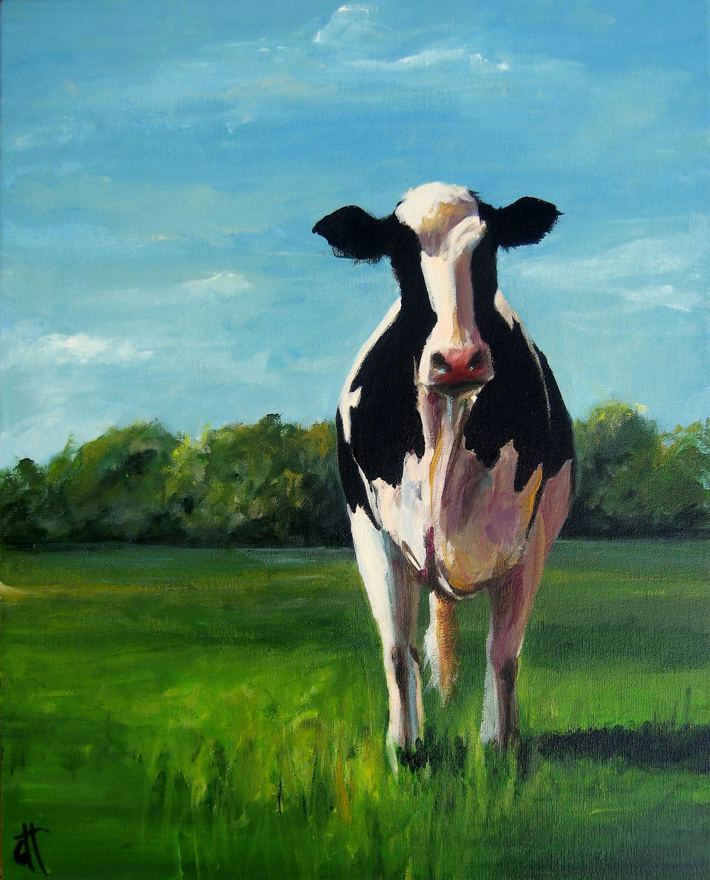 1000x1239 Cow Painting Sophia Paper Giclee Print Of An Original - Holstein Cow Painting