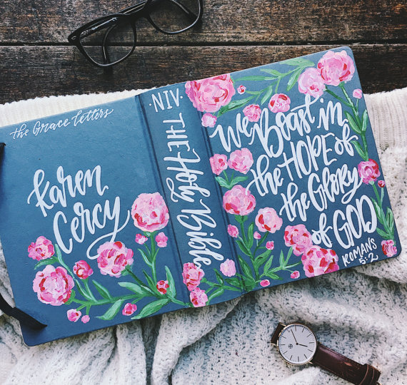 570x540 Hand Painted Bible Custom Bible Cover Design Custom Bible - Holy Bible Painting