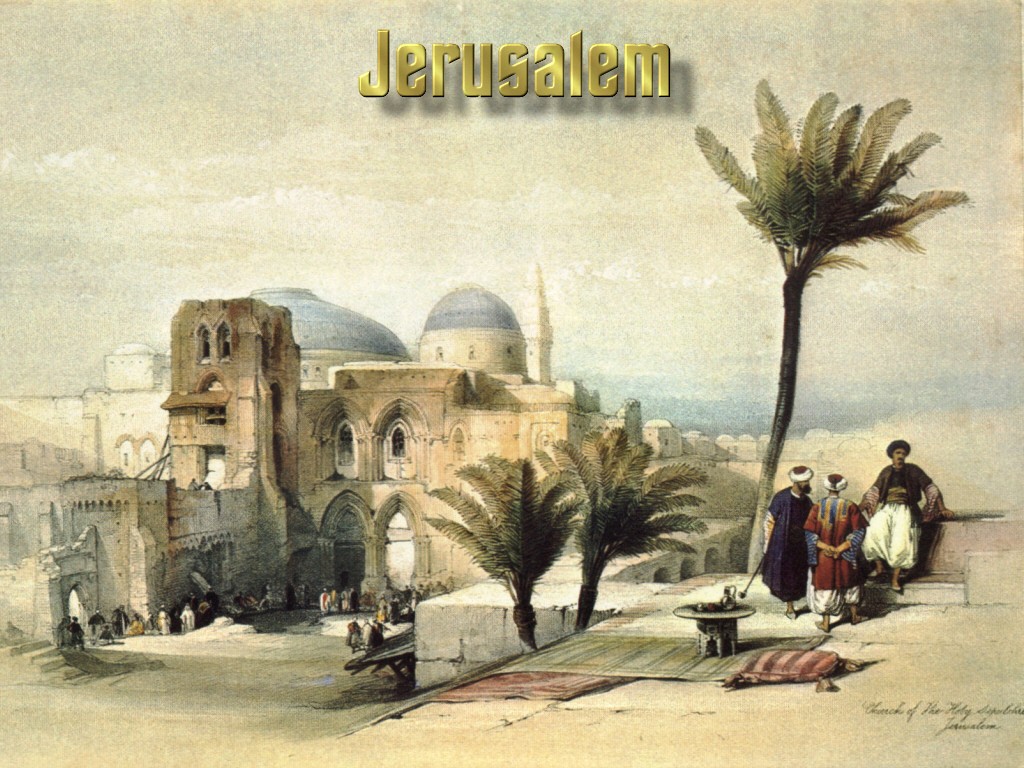 1024x768 Misc David Jerusalem City Painting Roberts Art Religion Holy - Holy Bible Painting