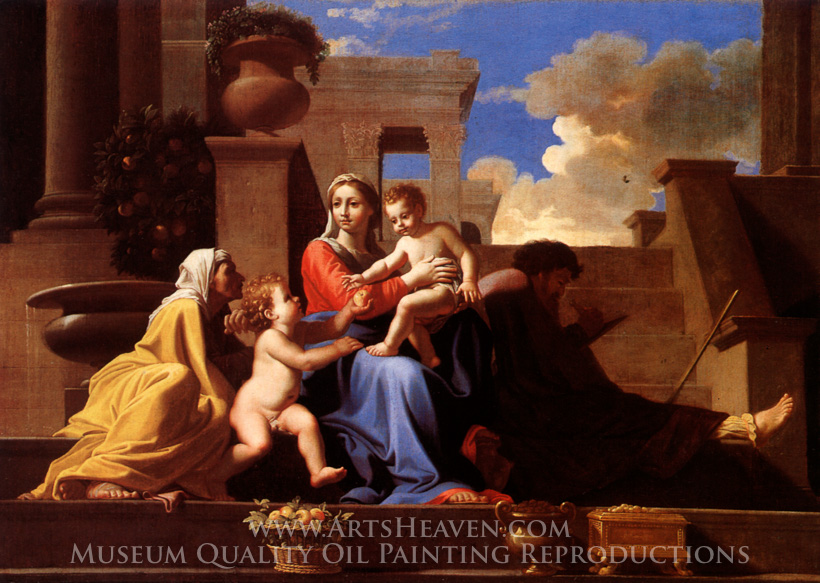 820x583 Reproduction Painting Nicolas Poussin The Holy Family On The Steps - Holy Family Painting
