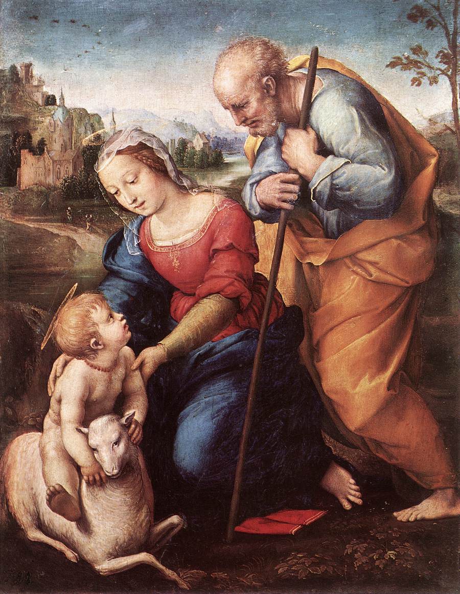 900x1161 The Holy Family With A Lamb - Holy Family Painting