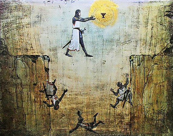 570x447 Indiana Jones Art, Leap Of Faith Painting, Holy Grail Painting - Holy Grail Painting