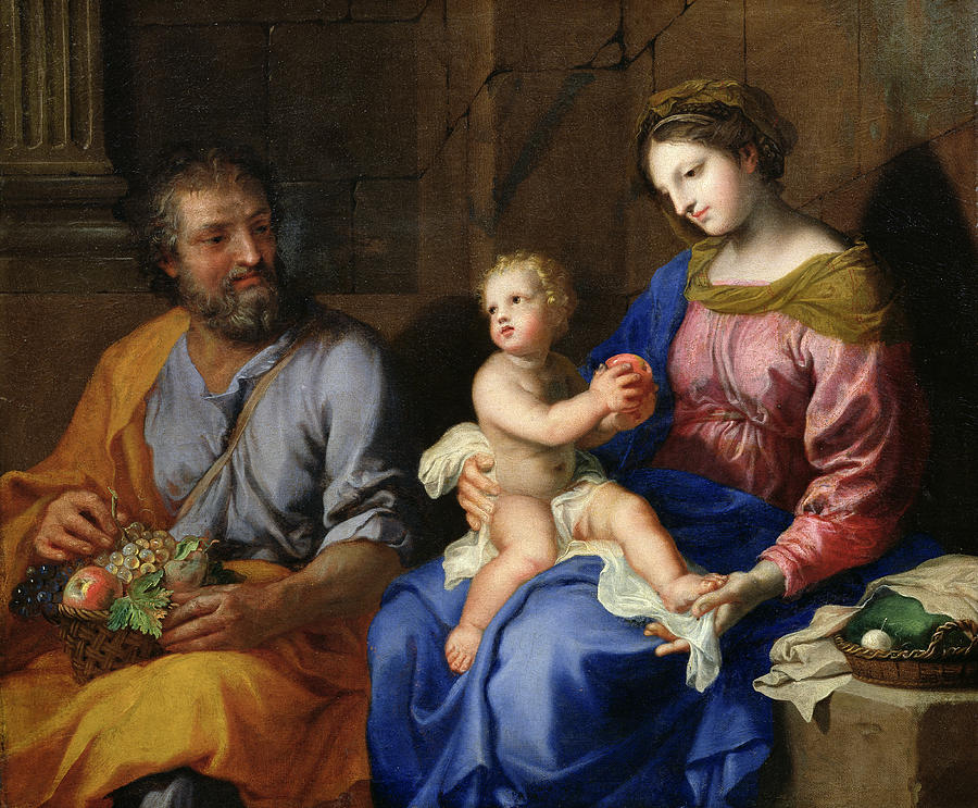 900x743 The Holy Family Painting By Jacques Stella - Holy Painting