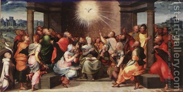 600x301 Descent Of The Holy Spirit At Pentecost (After) Lambert Lombard - Holy Painting