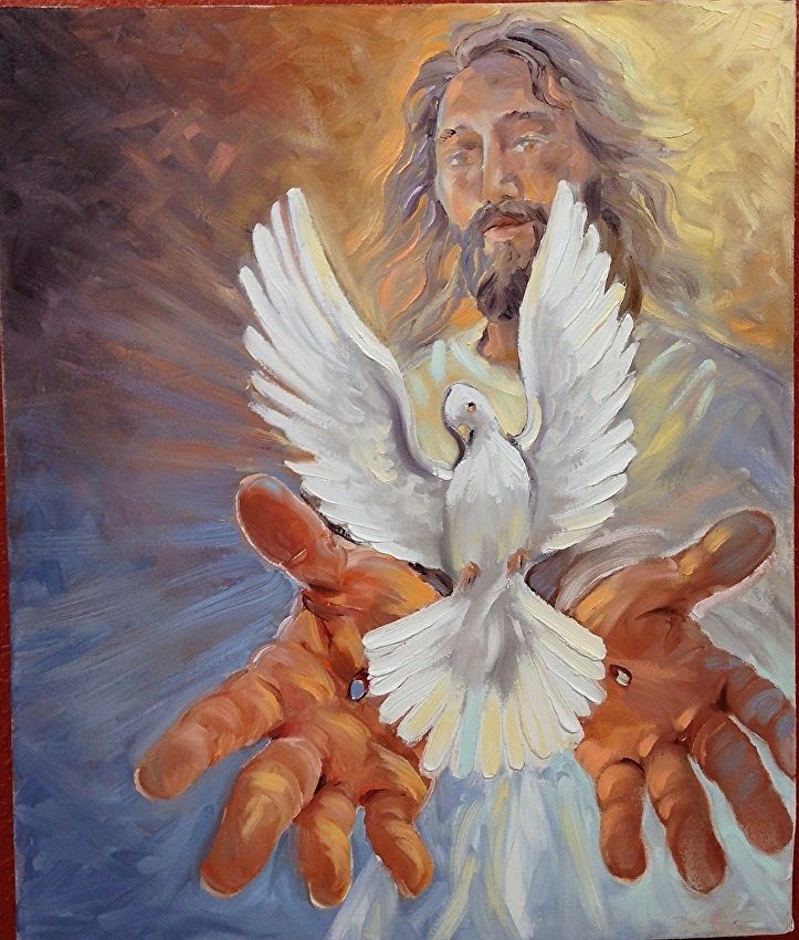 723x850 The Gift By Randy Friemel Oil ~ 24 X 20 Drawing - Holy Spirit Painting