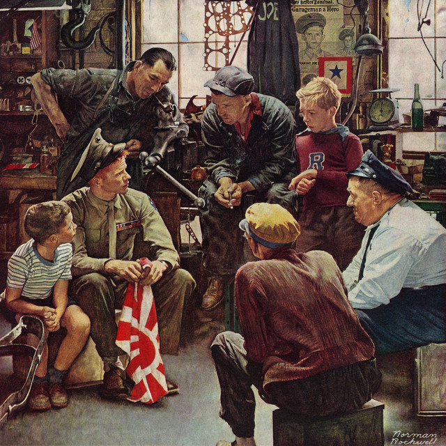 640x640 Homecoming Marine Painting Print On Canvas By Norman Rockwell - Homecoming Painting