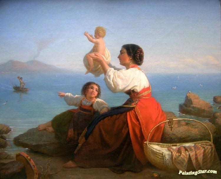 750x606 Homecoming Of A Neapolitan Fisherman Artwork By Joseph Karl - Homecoming Painting