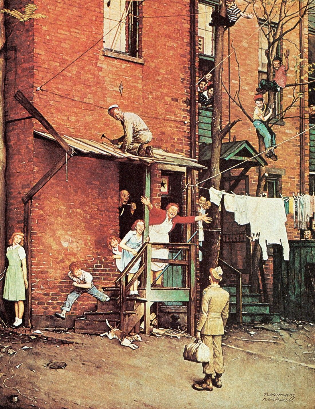 1100x1426re Is A Lot Going On In This Norman Rockwell Painting, - Homecoming Painting