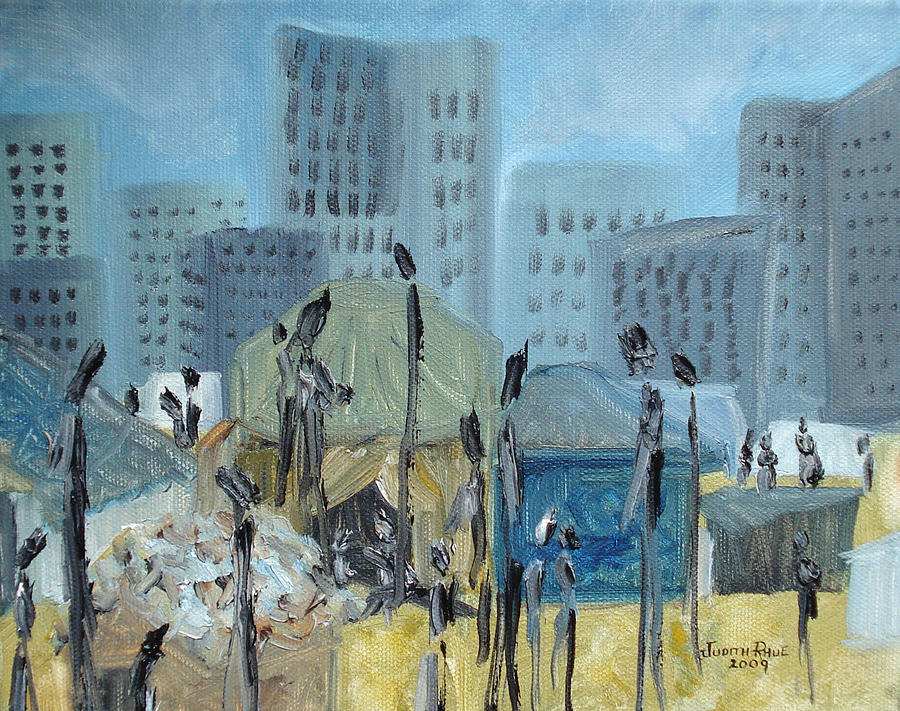 900x711 Tent City Homeless Painting By Judith Rhue - Homeless Painting