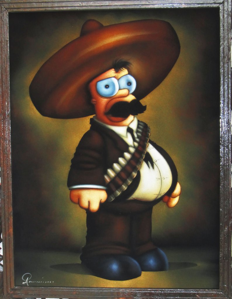 794x1024 Homer Simpson As Emiliano Zapata Portrait, Oil Painting Portrait - Homer Simpson Painting