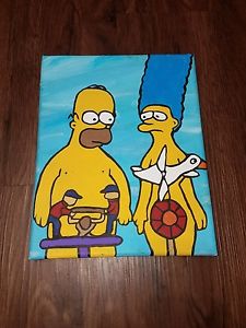 225x300 Homer And Marge Simpson Fan Art Painting Ebay - Homer Simpson Painting