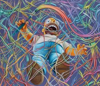 350x300 Cartoon Anniversary Videos Painting Homer Simpson Video By Ron - Homer Simpson Painting