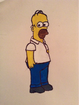 320x428 My First Painting! This Is A Picture Of Homer Simpson From The Tv - Homer Simpson Painting
