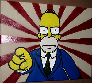 300x270 Original Painting On Canvas Homer J Simpson Uncle Sam Banksy Obey - Homer Simpson Painting