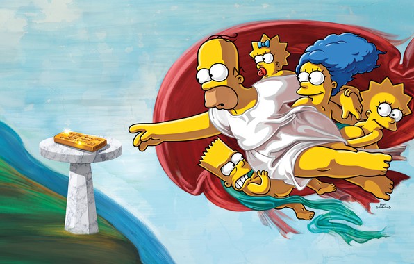 596x380 Wallpaper The Simpsons, Figure, Picture, Homer, Maggie, Maggie - Homer Simpson Painting