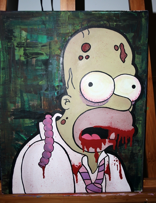 536x700 Zombie Homer Simpson By Dianesart - Homer Simpson Painting