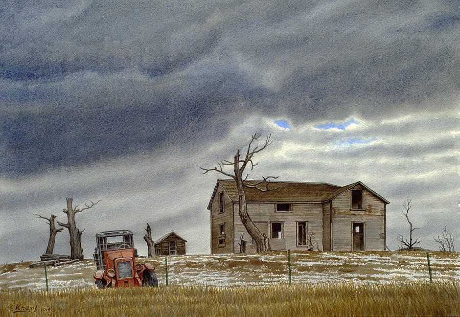 900x620 Montana Abandoned Homestead Painting By Paul Krapf - Homestead Painting