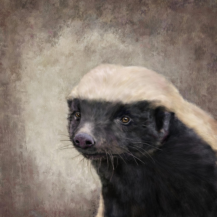 900x900 Honey Badger Painting By Mandy Tabatt - Honey Badger Painting