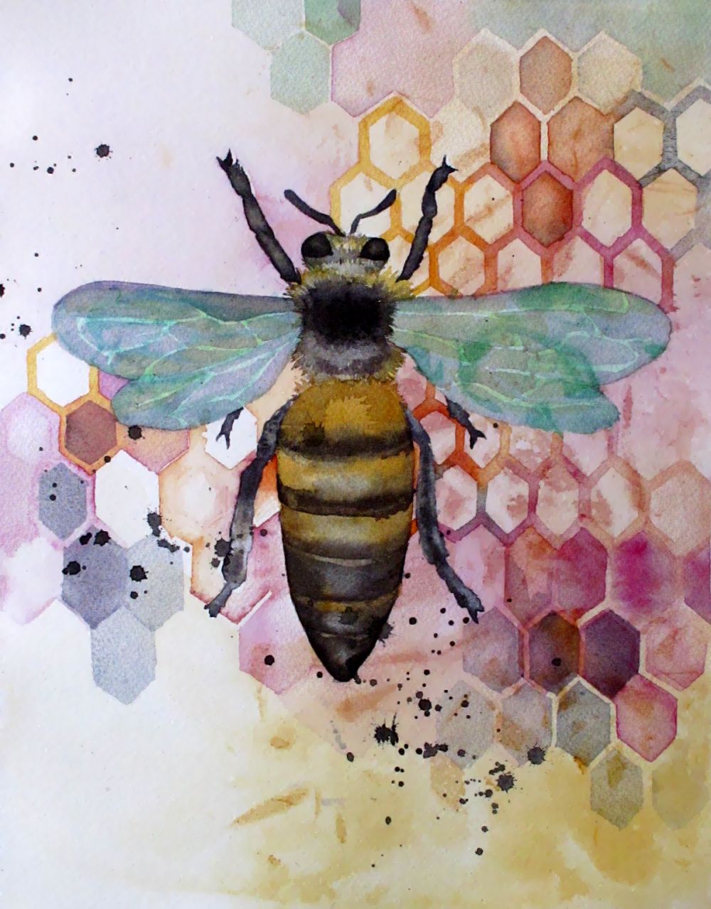 1000x1279 Painting For A Beekeeper Bees, Babies And Watercolor - Honey Bee Painting