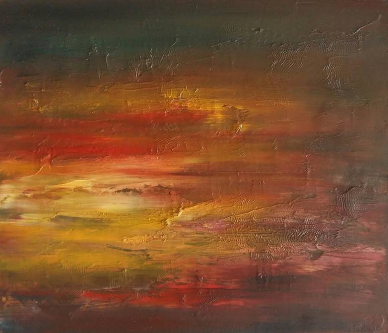 770x661 Saatchi Art Abstract Honey Sunset, Original Oil Painting Painting - Honey Painting