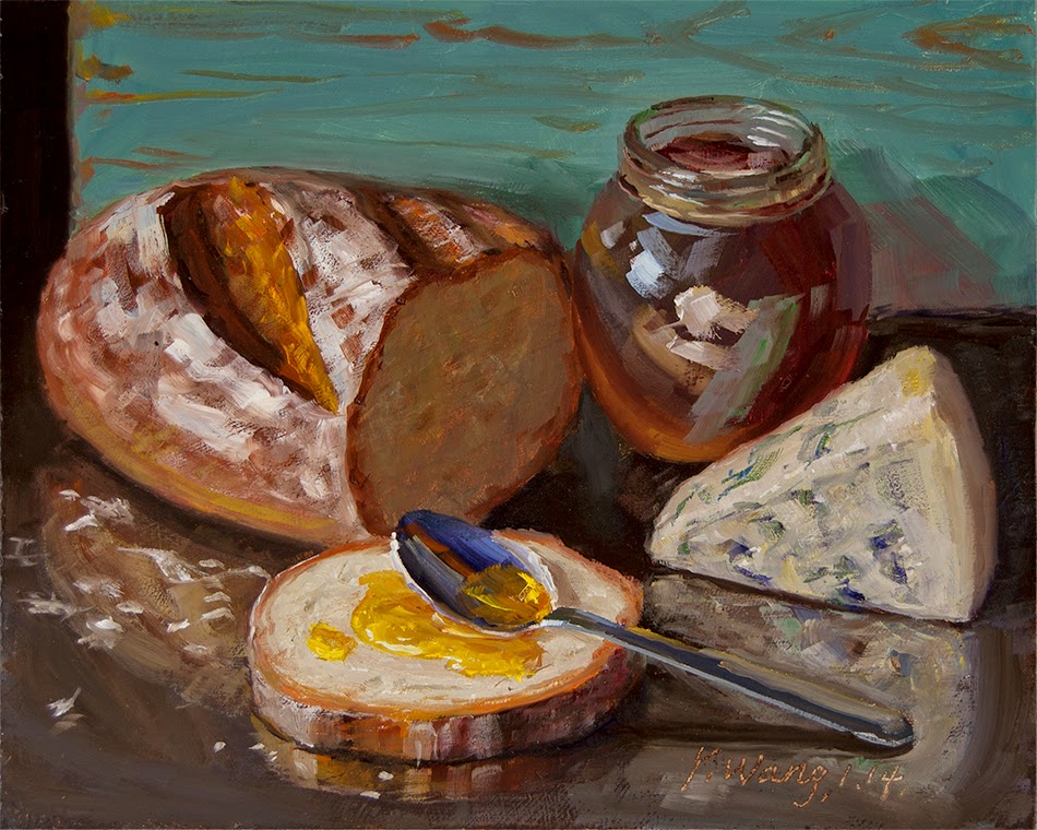 950x760 Wang Finert Bread With Honeynd Cheese, Daily Painting - Honey Painting