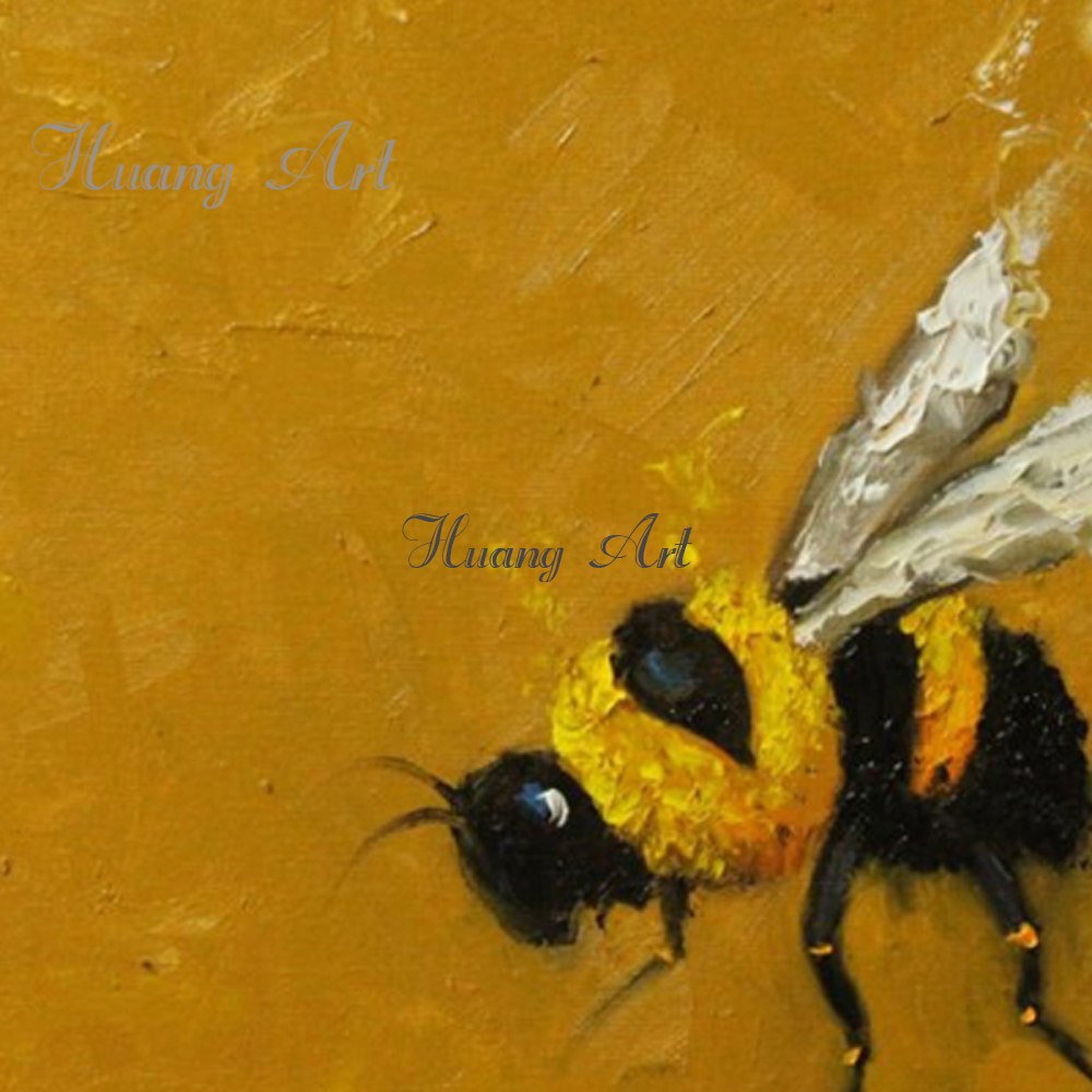 1000x1000 Hand Painted Oil Painting Yellow Bee Honey Animal Painting Modern - Honey Painting