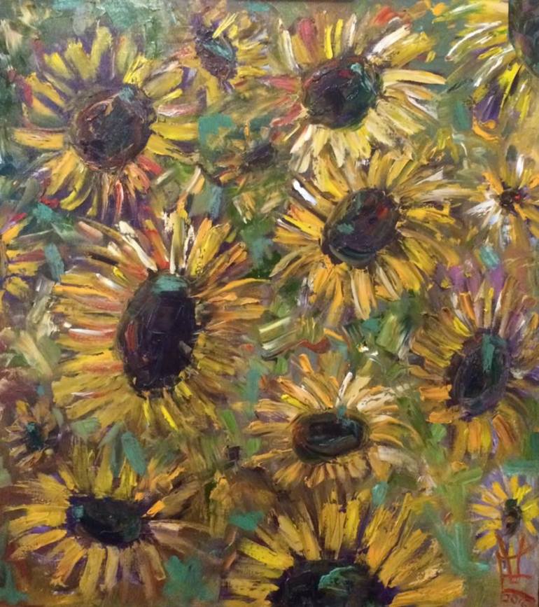 770x867 Saatchi Art Honeycomb Sunflowers Painting By Anael S - Honeycomb Painting
