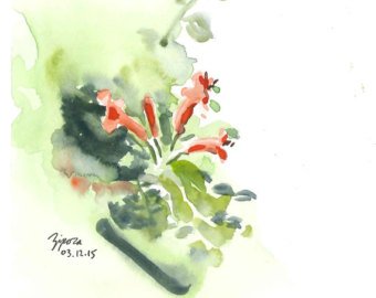 340x270 Honeysuckle Painting Etsy - Honeysuckle Painting