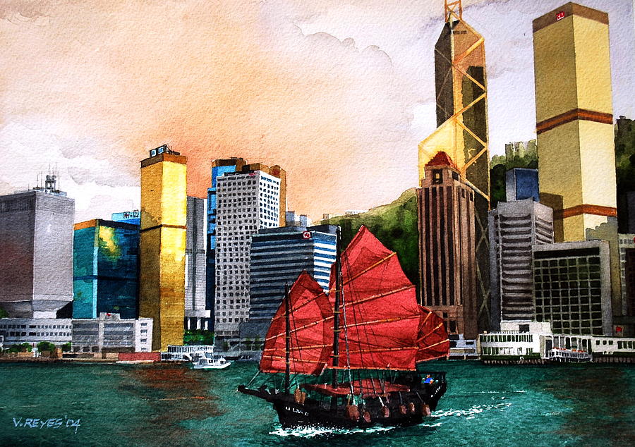 900x634 Hong Kong Painting By V Reyes - Hong Kong Painting