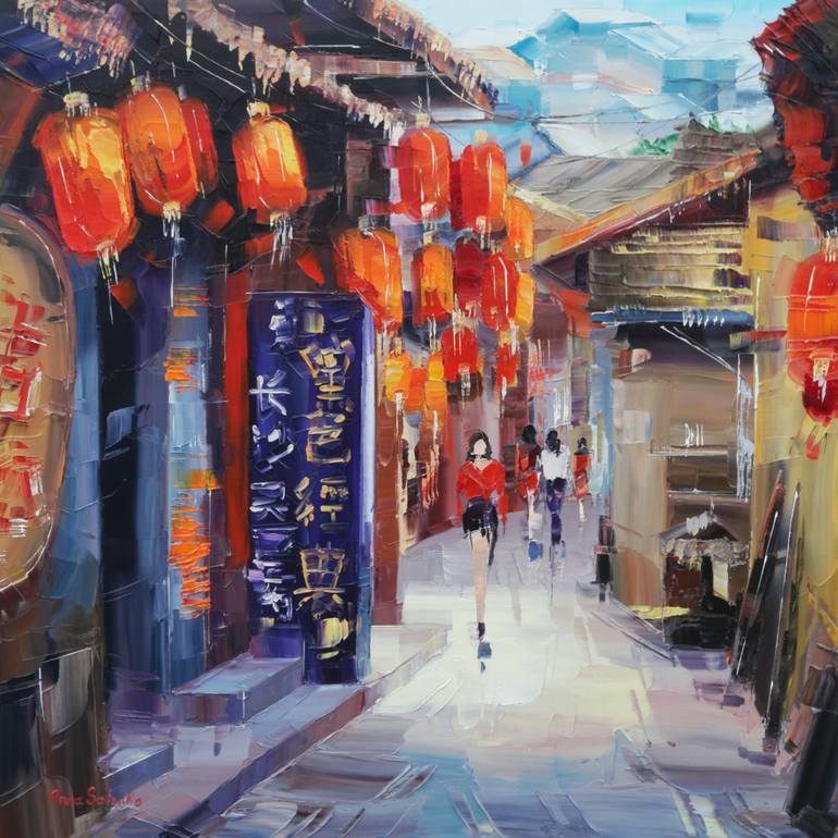 770x770 Saatchi Art Hong Kong Street Painting By Anna Salenko - Hong Kong Painting