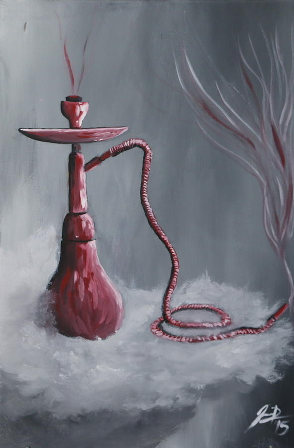 591x900 Hookah Lovers Painting By Jordan Douglas - Hookah Painting
