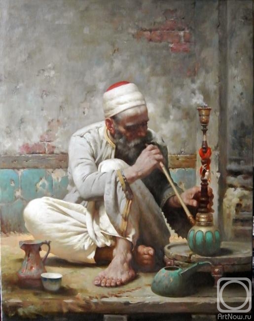 515x650 Painting Old Man With Hookah Buy On Artnow.ru - Hookah Painting