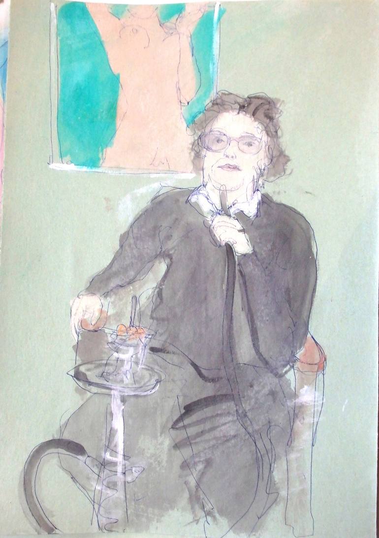 770x1093 Saatchi Art Vanya Smoking Hookah Painting By Andrew Pikalov - Hookah Painting