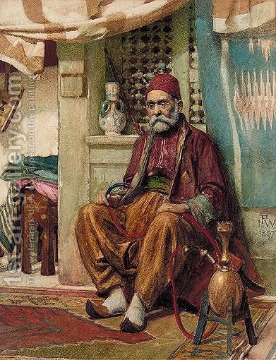 391x510 The Hookah Smoker English School Reproduction 1st Art Gallery - Hookah Painting