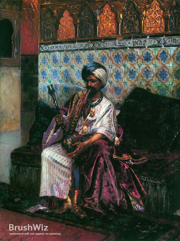 597x800 The Smoking Hookah By Rudolf Ernst - Hookah Painting