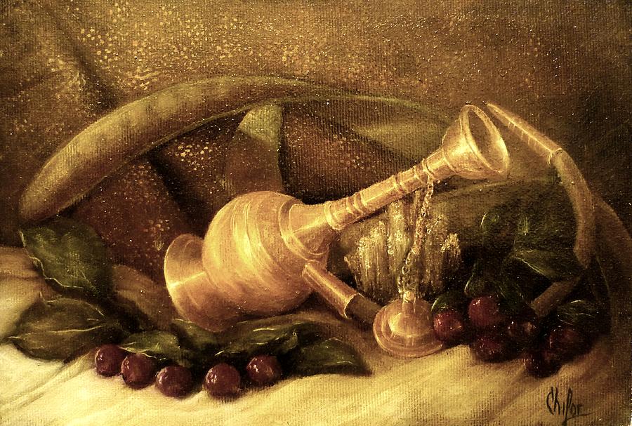 900x607 Decorative Hookah With Quartz Painting By Vlad Chifor - Hookah Painting