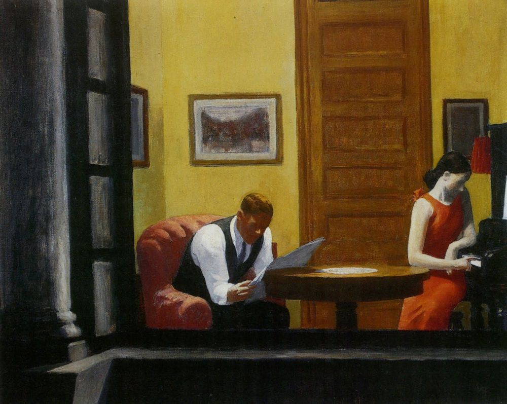 1000x797 Room In New York By Edward Hopper A(Rt)miens - Hooper Painting