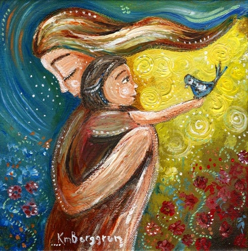 500x506 Print On Canvas, Mother Child, Blue, Red, Yellow, Toddler - Hope Painting