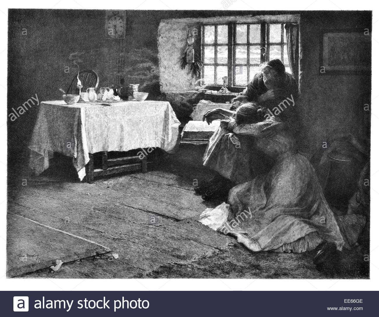 1300x1090 Frank Bramley A Hopeless Dawn 1888 Sad Sadness Cottage House Home - Hopeless Dawn Painting