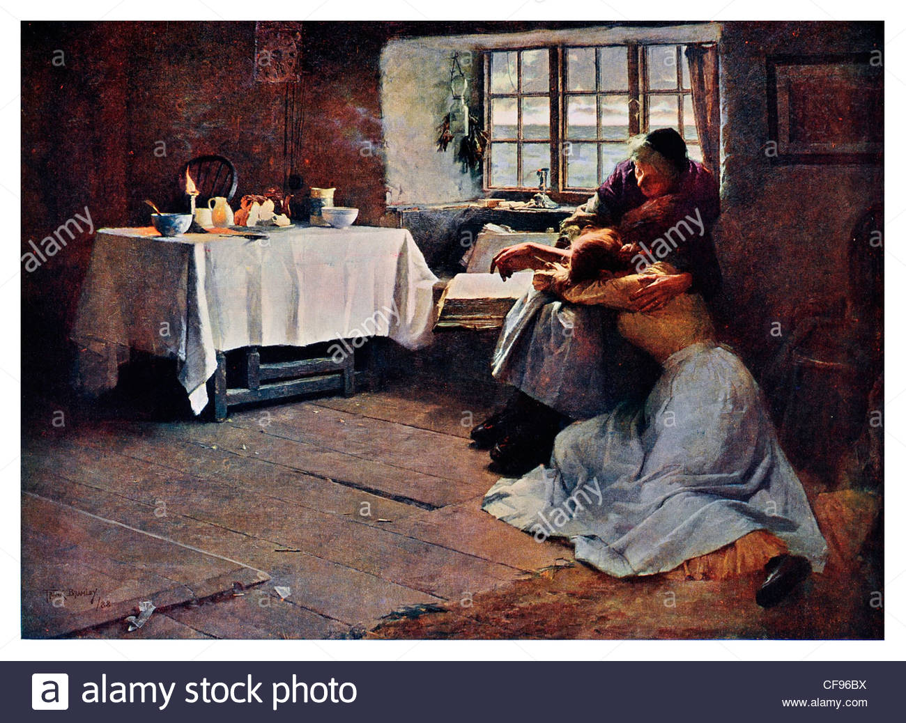 1300x1038 A Hopeless Dawn By Frank Bramley Cry Crying Upset Kitchen Manor - Hopeless Dawn Painting