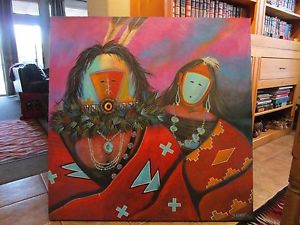 300x225 Hopi Painting 48x48 Inches Randall Sahamie Nampayo Ebay - Hopi Painting